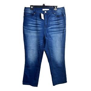 NWT Cato EST 1946 Womens Mid Wash‎ Denim Classic Straight Cropped Jeans Blue 16